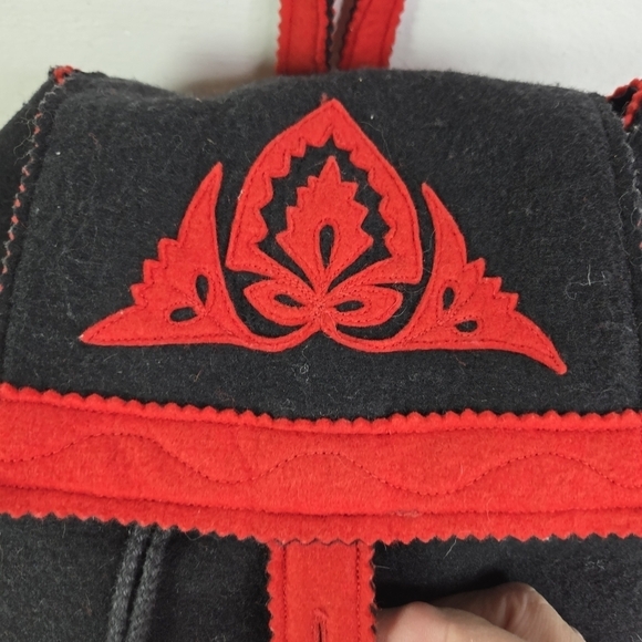 Vtg Lanya Vermont Orvis wool folk ethnic backpack purse rare htf main image 11